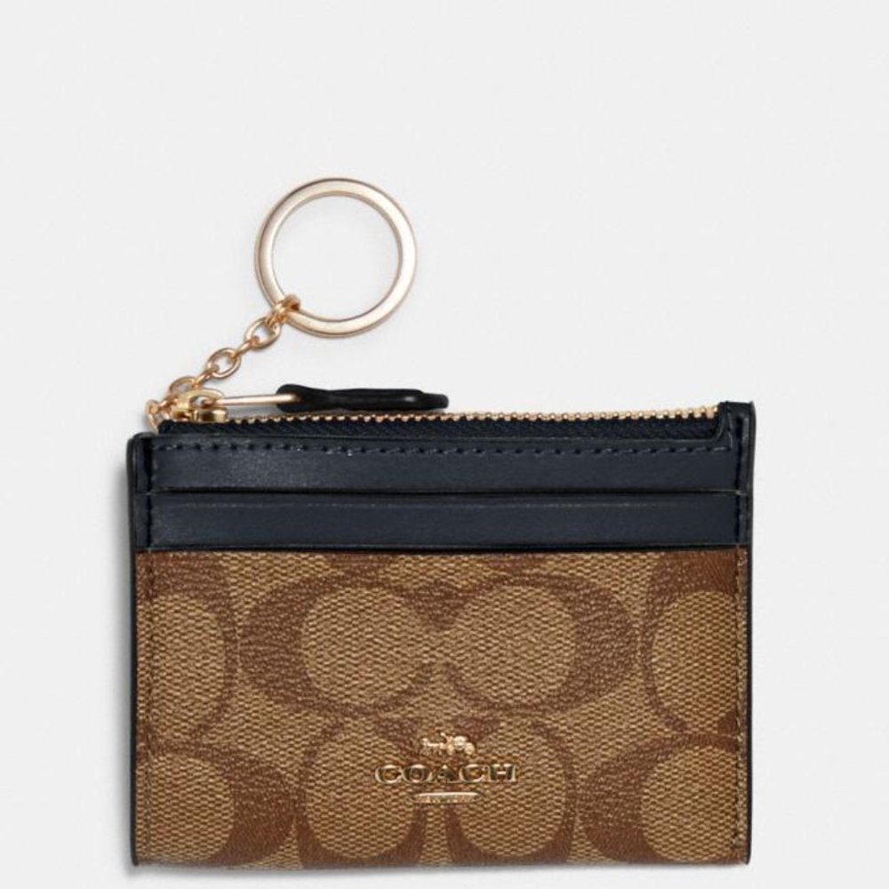 COACH Mini Skinny ID Case Card Coin Key Canvas